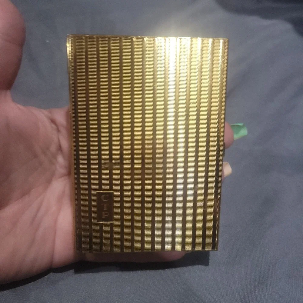 Vintage Art Deco Gold Tone Cigarette Case Holder Keeper CTP